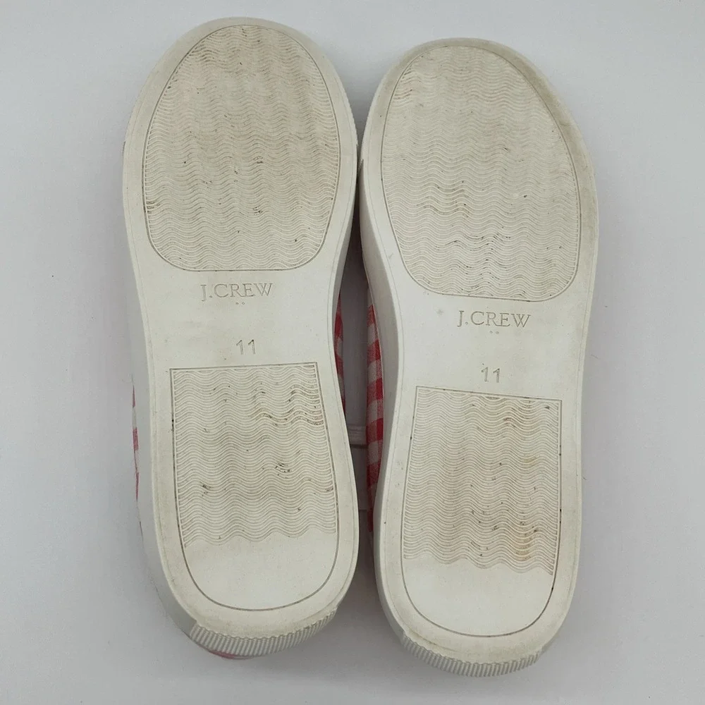 J.CREW Women's Sneakers‎ Gingham Pink & White Check Plaid Size 11 Preppy Coastal